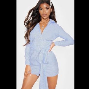 Blue Pinstripe Tie Waist Shirt Dress
 
Size: 2 US
 
Colour: Blue